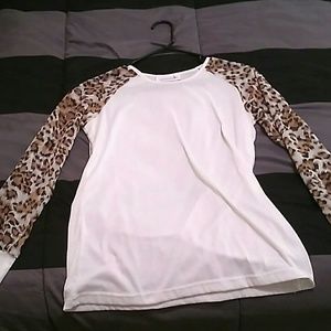 Angel news leopard print long sleeve shirt